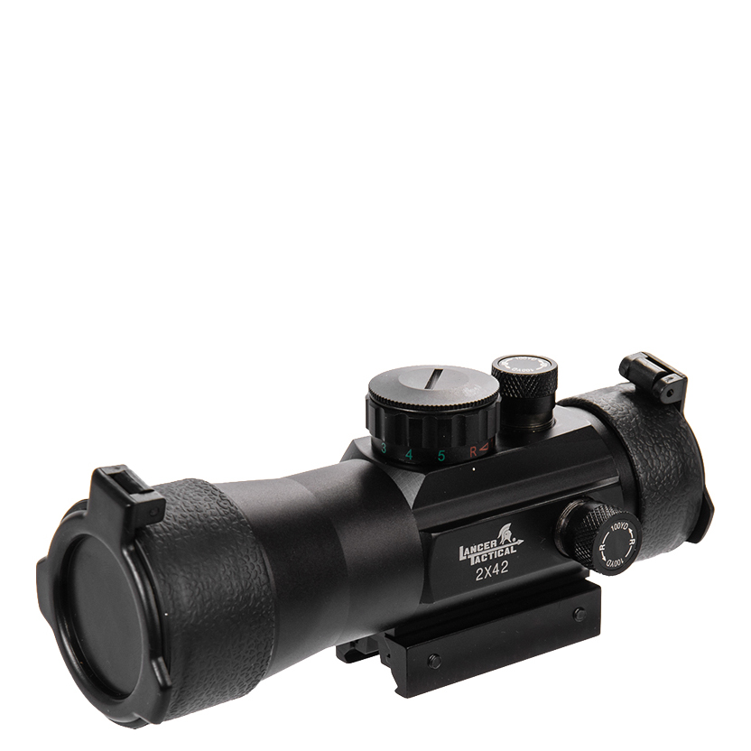 Lancer Tactical 2X Magnified Red Green Dot Reflex Sight Optic Scope
